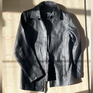 Black Genuine Leather Blazer Jacket